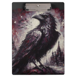 Gothic Raven Crow Bird Schilderij Zwart Grijs Klembord