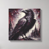 Gothic Raven Crow Bird Schilderij Zwart Rood Kunst Canvas Afdruk (Voorkant)