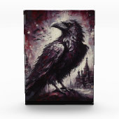 Gothic Raven Crow Bird Schilderij Zwart Rood Kunst Fotoblokken (Voorkant)
