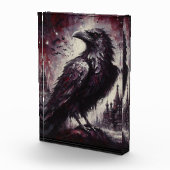 Gothic Raven Crow Bird Schilderij Zwart Rood Kunst Fotoblokken (Rechts)