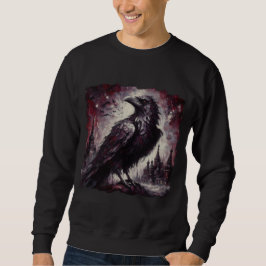 Gothic Raven Crow Bird Schilderij Zwart Rood Kunst Trui