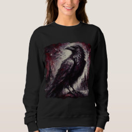 Gothic Raven Crow Bird Schilderij Zwart Rood Kunst Trui