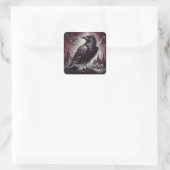 Gothic Raven Crow Bird Schilderij Zwart Rood Kunst Vierkante Sticker (Tas)