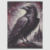 Gothic Raven Crow Bird Zwart Grijs Decoupage Tissuepapier (Voorkant)