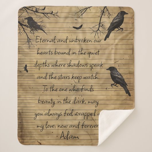 Gothic Raven Custom Message Sherpa Deken (Voorkant)
