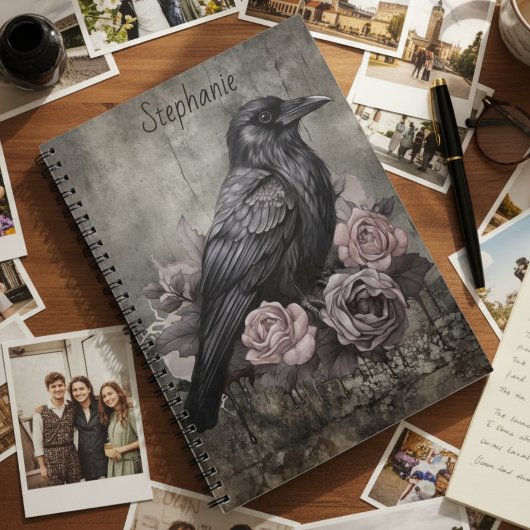 Gothic Raven Dark Academia Floral Notitieboek