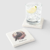 Gothic Raven Dark Academia Floral Stenen Onderzetter (Zijkant)