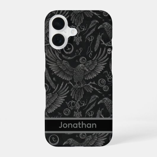 Gothic Raven Dark Academia iPhone 16 Hoesje (Achterkant)
