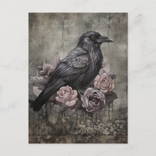 Gothic Raven Dark Academia Moody Briefkaart (Voorkant)