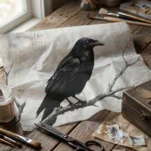 Gothic Raven Donkere Academische Decoupage