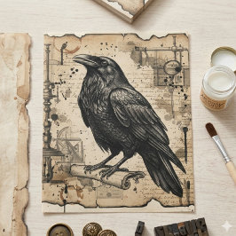 Gothic Raven Donkere Academische Decoupage Tissuepapier