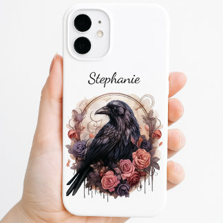 Gothic Raven Donkere Academische Floral iPhone 16 Hoesje