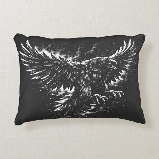 Gothic Raven – door BurnsInHell Accent Kussen (Voorkant)