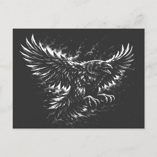 Gothic Raven – door BurnsInHell Briefkaart (Voorkant)