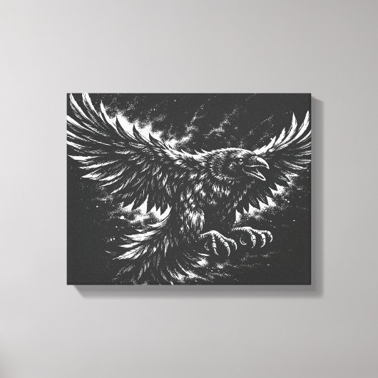 Gothic Raven – door BurnsInHell Canvas Afdruk (Voorkant)