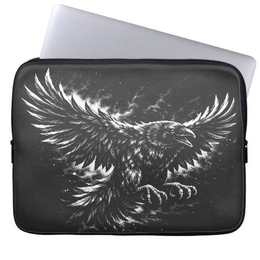 Gothic Raven – door BurnsInHell Laptop Sleeve (Voorkant)