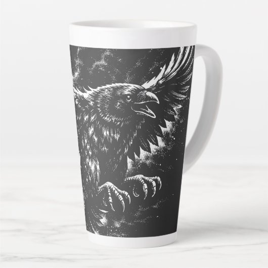 Gothic Raven – door BurnsInHell Latte Mok (Rechterhoek)