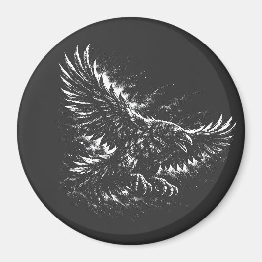 Gothic Raven – door BurnsInHell Magneet (Voorkant)