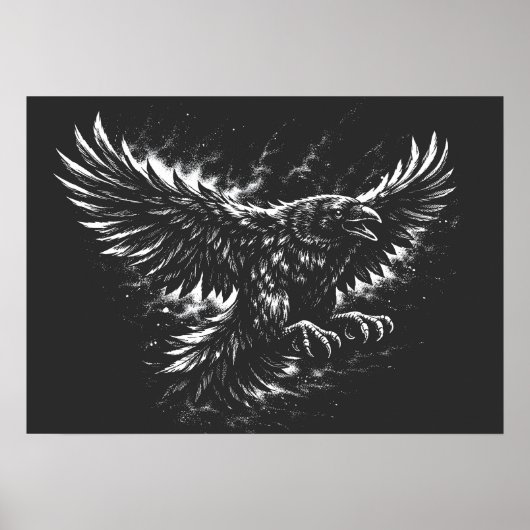 Gothic Raven – door BurnsInHell Poster (Voorkant)