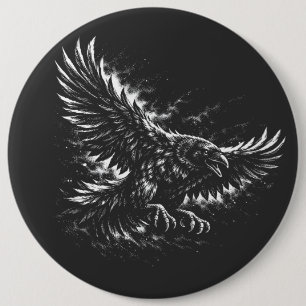 Gothic Raven – door BurnsInHell Ronde Button 6,0 Cm