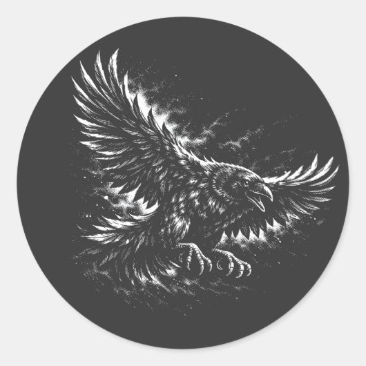 Gothic Raven – door BurnsInHell Ronde Sticker (Voorkant)