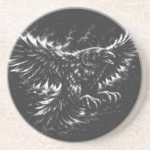Gothic Raven – door BurnsInHell Zandsteen Onderzetter