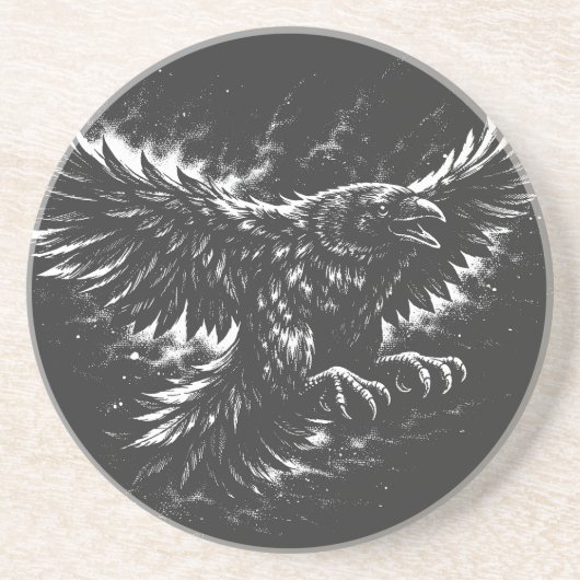 Gothic Raven – door BurnsInHell Zandsteen Onderzetter (Voorkant)