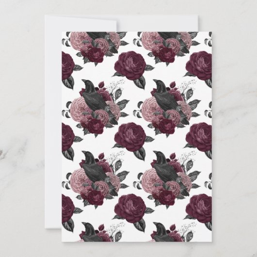 Gothic Raven en Dark Floral Bachelorette Party Kaart (Achterkant)