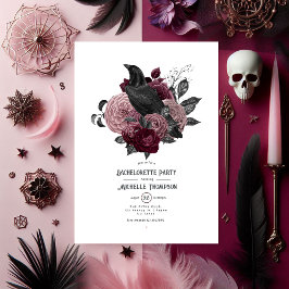 Gothic Raven en Dark Floral Bachelorette Party Kaart
