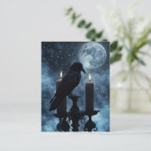 Gothic Raven en Halloween kaarsen Feestdagenkaart (Staand voorkant)