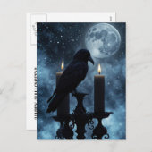 Gothic Raven en Halloween kaarsen Feestdagenkaart (Voorkant / Achterkant)