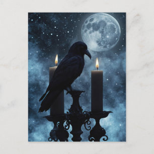 Gothic Raven en Halloween kaarsen Feestdagenkaart