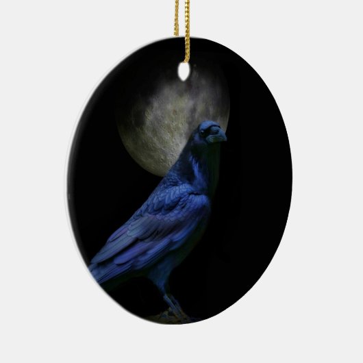 Gothic Raven en Moon Pagan Keramisch Ornament (Rechts)