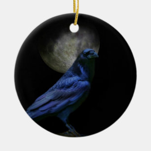Gothic Raven en Moon Pagan Keramisch Ornament