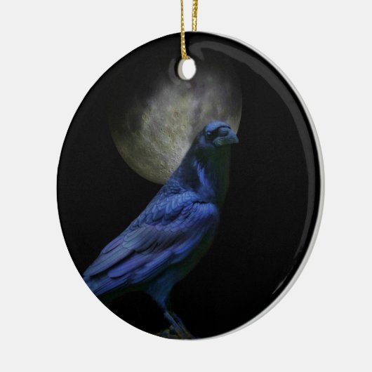 Gothic Raven en Moon Pagan Keramisch Ornament (Links)