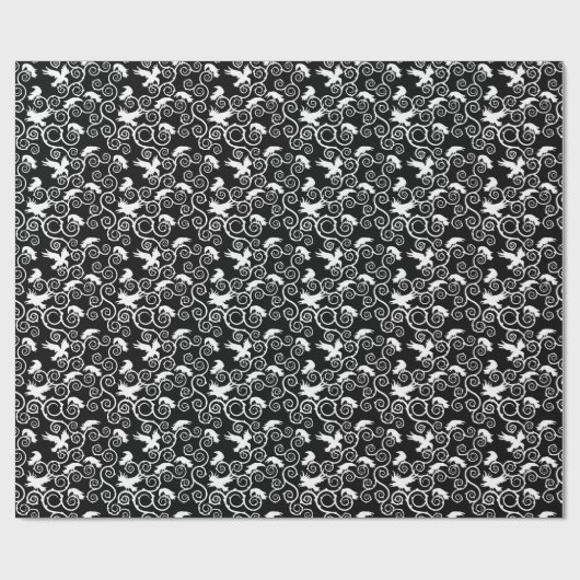 Gothic Raven en Thorns Jacquard Cadeaupapier (Vlak)