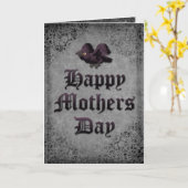 Gothic Raven en Vogelschedel Moederdag Kaart (Gele Bloem)