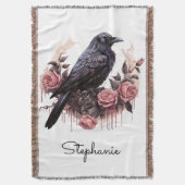 Gothic Raven Floral Dark Academia Deken (Voorkant Verticaal)
