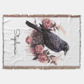 Gothic Raven Floral Dark Academia Deken (Voorkant)
