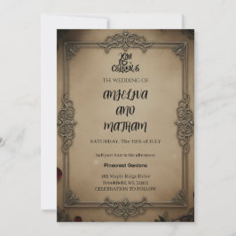 Gothic Raven Floral Wedding Arch Invitation Kaart