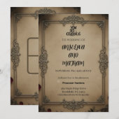 Gothic Raven Floral Wedding Arch Invitation Kaart (Voorkant / Achterkant)
