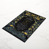 Gothic Raven Floral Wedding Folie Uitnodiging (Gedraaid)