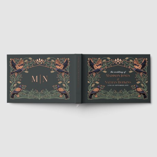 Gothic Raven Floral Wedding Gastenboek (Volledig)