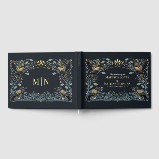 Gothic Raven Floral Wedding Gastenboek (Volledig)
