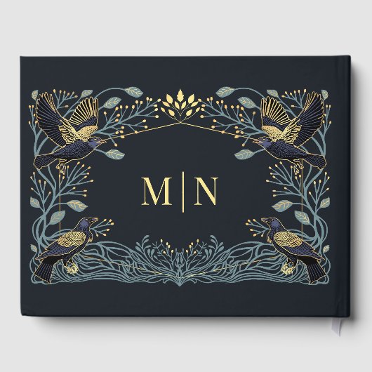 Gothic Raven Floral Wedding Gastenboek (Achterkant)