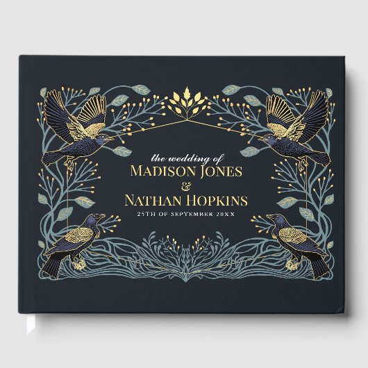 Gothic Raven Floral Wedding Gastenboek (Voorkant)