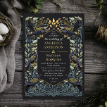 Gothic Raven Floral Wedding Kaart<br><div class="desc">Een elegant,  griezelig en gotisch huwelijksontwerp dat perfect is voor een betoverde,  woudgethemde viering of een humeurige en donkere gotische affaire. Dit ontwerp kenmerkt ravens die in een lijst van gedempte blauwgroen-blauwe thorns,  bessen,  groen,  en goudaccenten worden geplaatst. Overeenkomende objecten in onze winkel voor een compleet partijthema.</div>