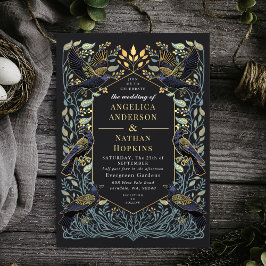Gothic Raven Floral Wedding Kaart