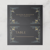Gothic Raven Floral Wedding Plaatskaartje (Buitenkant ongevouwen)