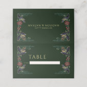 Gothic Raven Floral Wedding Plaatskaartje (Buitenkant ongevouwen)
